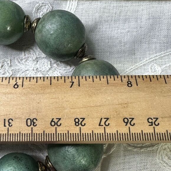 VTG 1970’s Wooden Mega Ombré Bead Choker Necklace Marble Glazed - Picture 3 of 4